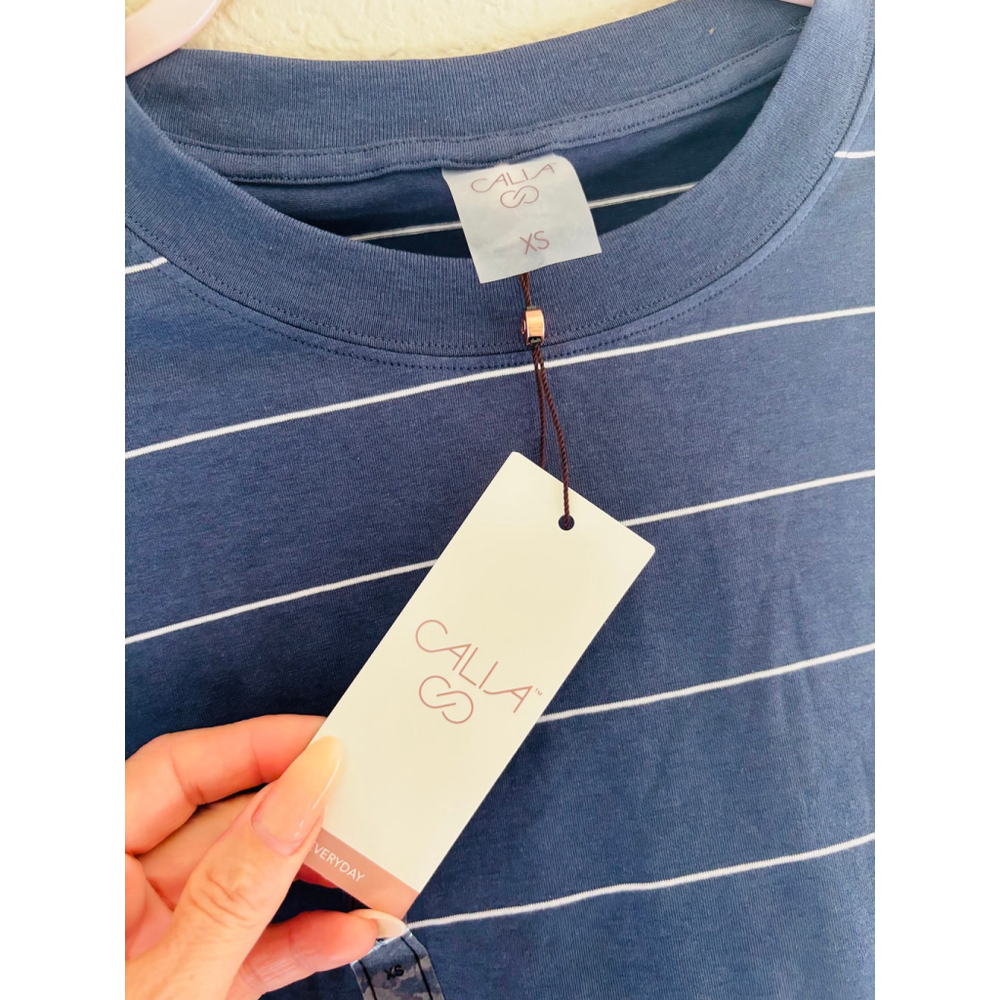 Women's CALIA Striped T-Shirt Navy White Size XS NWT - Picture 4 of 4